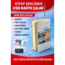 KİTAP GÖRÜNÜMLÜ RADYO MP3 ÇALAR